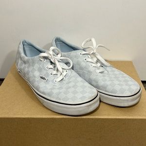 Light blue and white checkered Vans